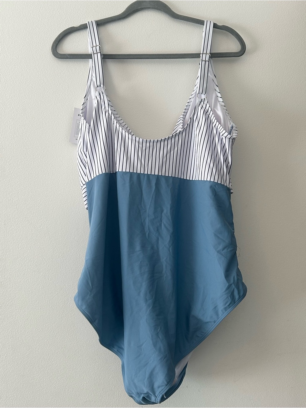 Striped Knot-Front & Blue Draped One-Piece Swimsuit - Picture 2 of 5